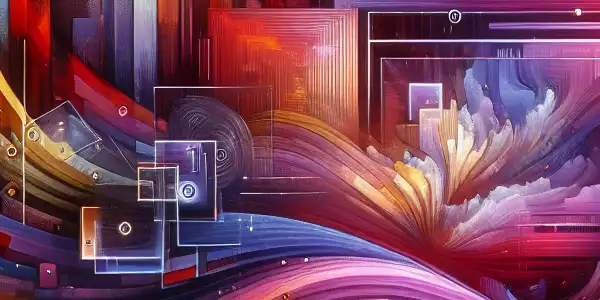 An abstract digital landscape with vibrant colors, symbolizing adult entertainment and themes of passion, excitement, and privacy.