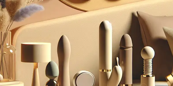 A modern bedroom scene featuring elegantly displayed adult products, creating a cozy and inviting atmosphere for intimacy.