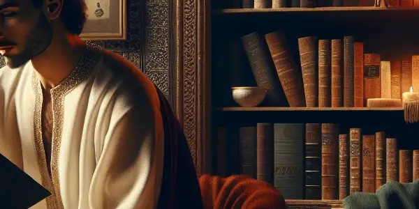 An intimate reading nook filled with classic literature, warm lighting, and cozy furnishings, evoking passion and nostalgia.