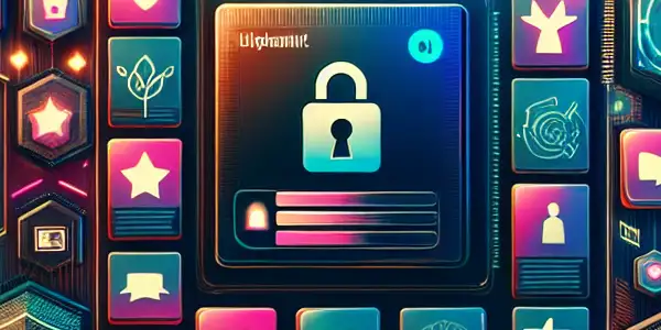 A vibrant digital landscape showcasing an online directory for adult content with icons, thumbnails, and symbols of safety.