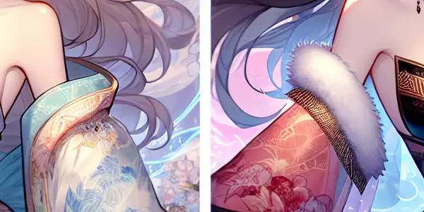 Two female figures embodying romance and confidence, set against contrasting dreamy and vibrant backgrounds, symbolizing Japanese adult cinema.